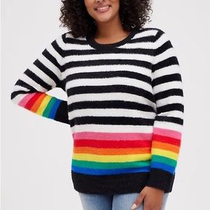Torrid 2 fuzzy rainbow striped sweater 🌈